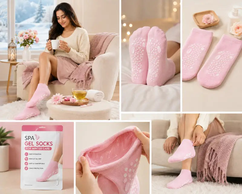 Spa Gel Moisturizing Socks – Silicone Gel Heel Repair Socks for Dry, Cracked Feet (1 Pair)