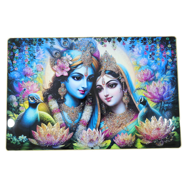 Religious Radha Krishna wall frame painting, spiritual home decor