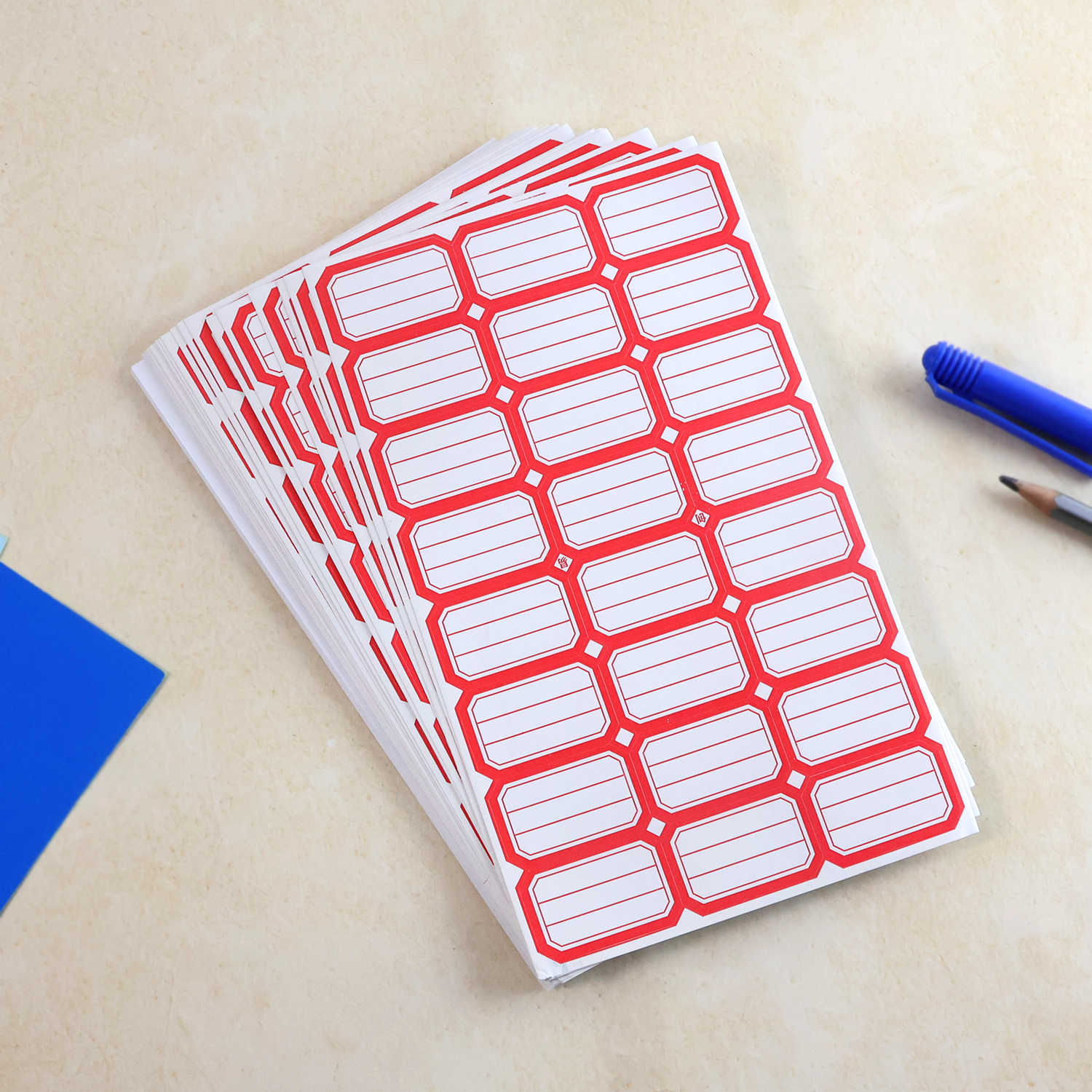 Self-Adhesive Label Stickers – 50 Red & White Sheets for Easy Organization Secondary image