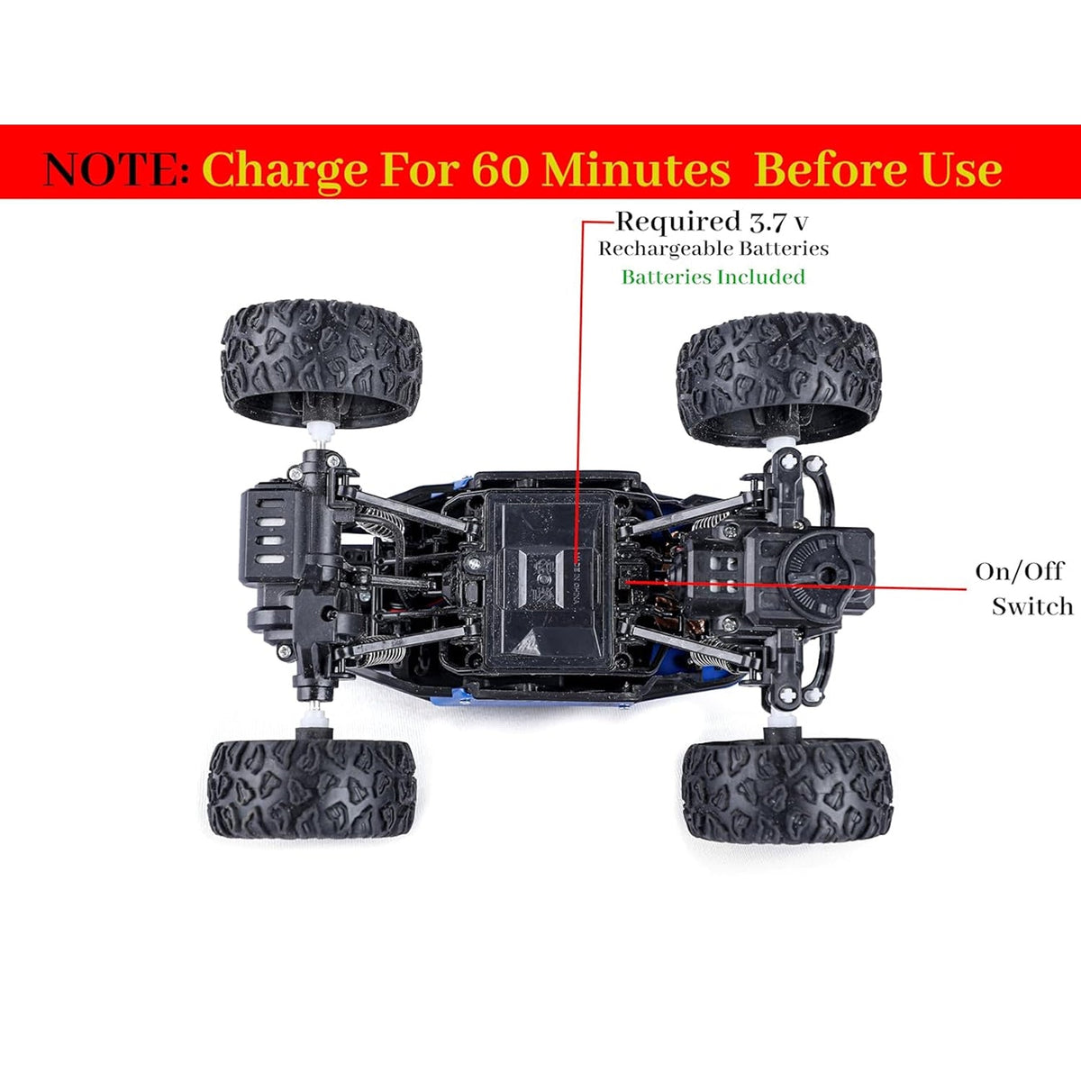 Spark Tots Rock Crawler RC Truck climbing over rough rocks with ease. Main image