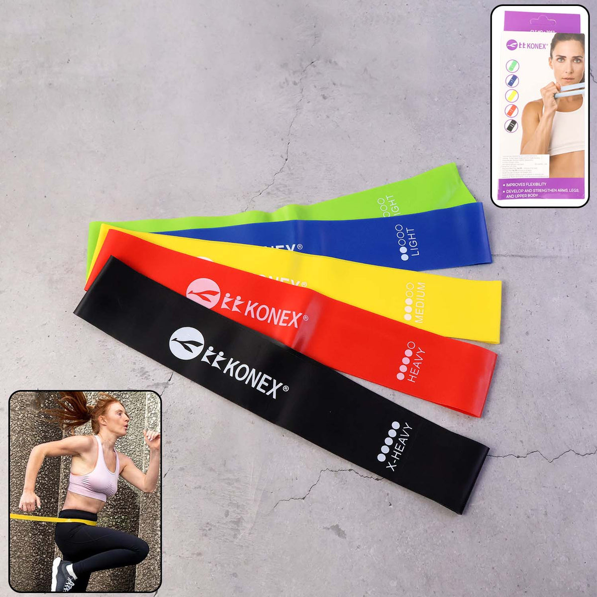 Set of 5 multi-level resistance loop exercise bands in different colors Main image
