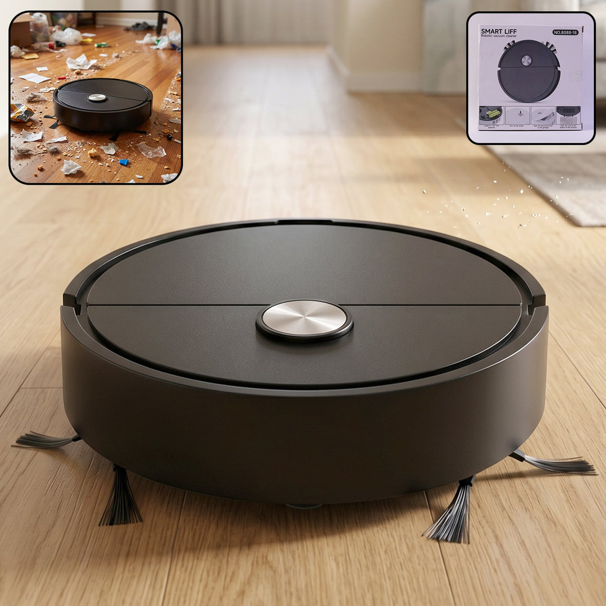 Slim robotic vacuum cleaner with mopping function cleaning under furniture Main image