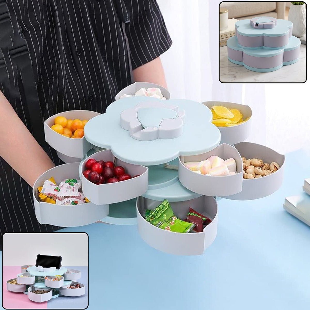 Flower shape rotating candy dish Main image