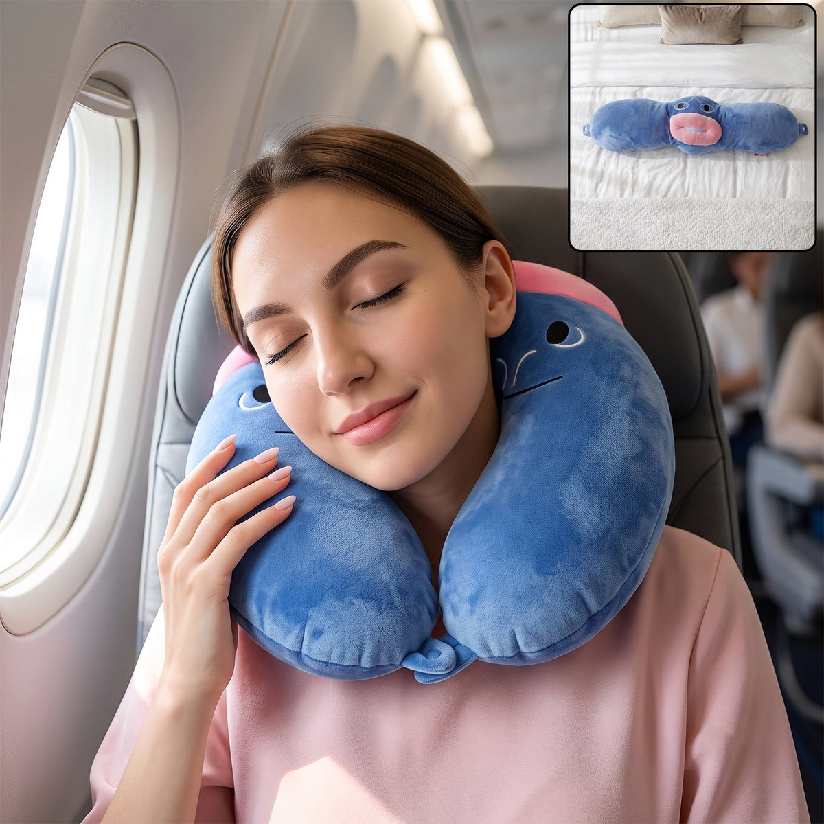 U shaped neck pillow blue Main image