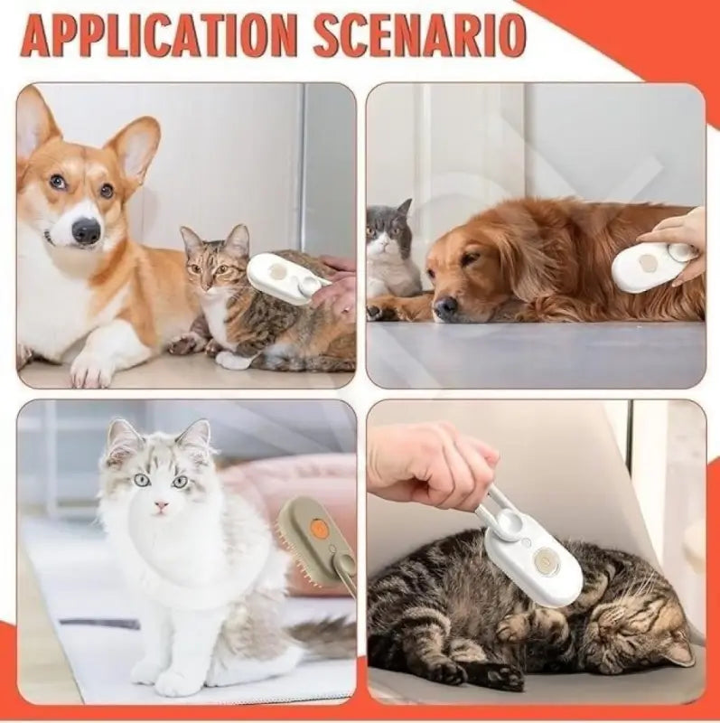 3 in 1 Pet Steam Grooming Brush for Cats and Dogs, Hair Removal and Grooming Brush, 1 Pc