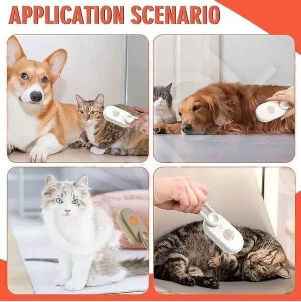 3 in 1 Pet Steam Grooming Brush for Cats and Dogs, Hair Removal and Grooming Brush, 1 Pc