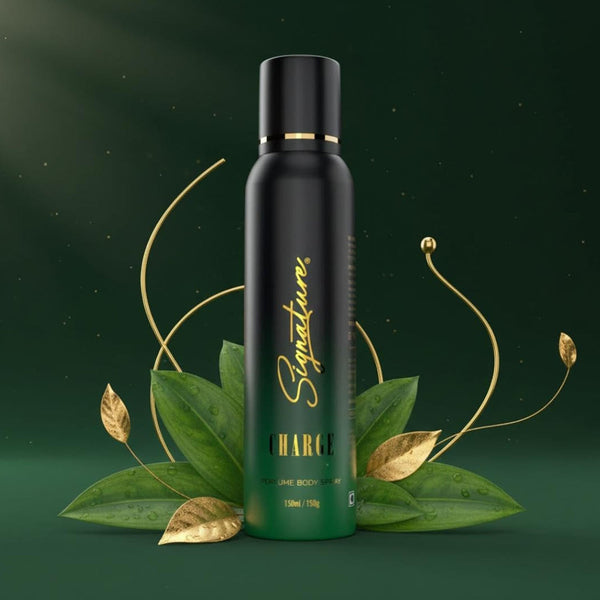 Men's charge fragrance deodorant spray in Signature brand packaging