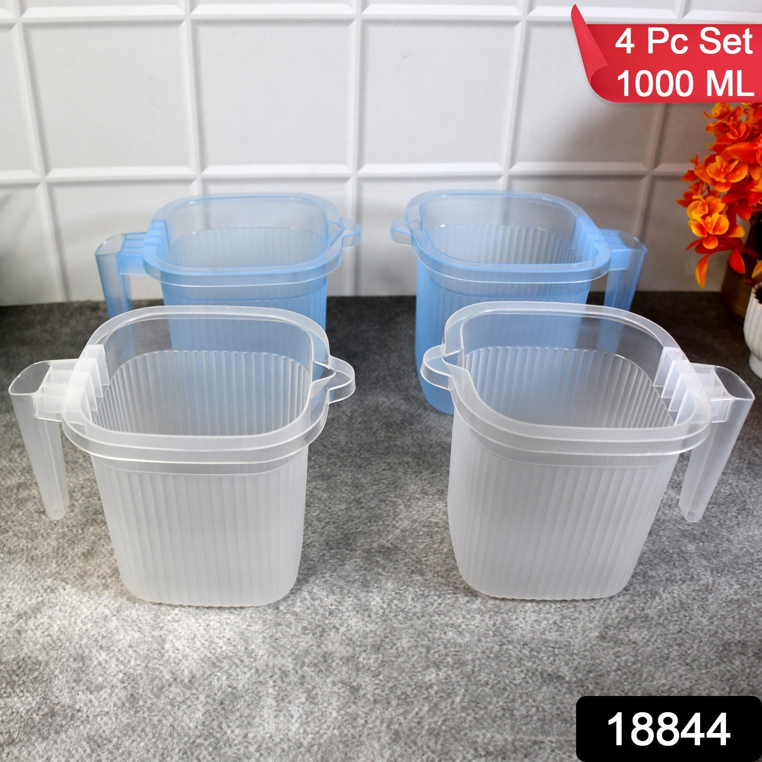 Plastic Bathroom Mugs – Transparent 1000 ML (Set of 4) | Bathora Secondary image
