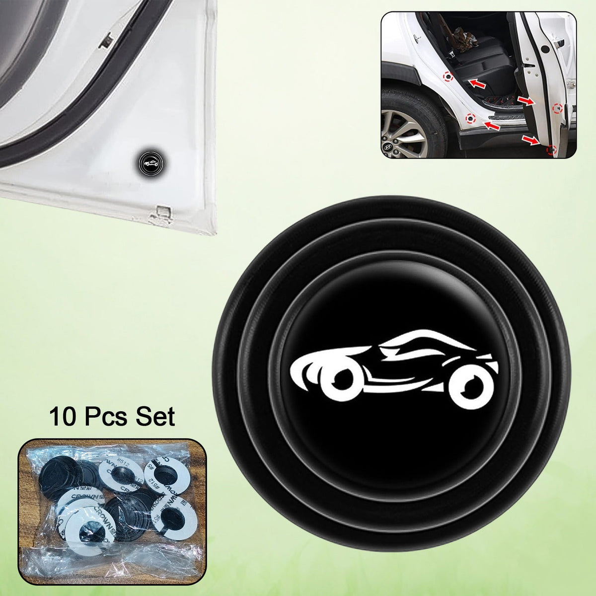 Car Door Protector stickers (10 Pcs) shown on a black car door edge. Main image