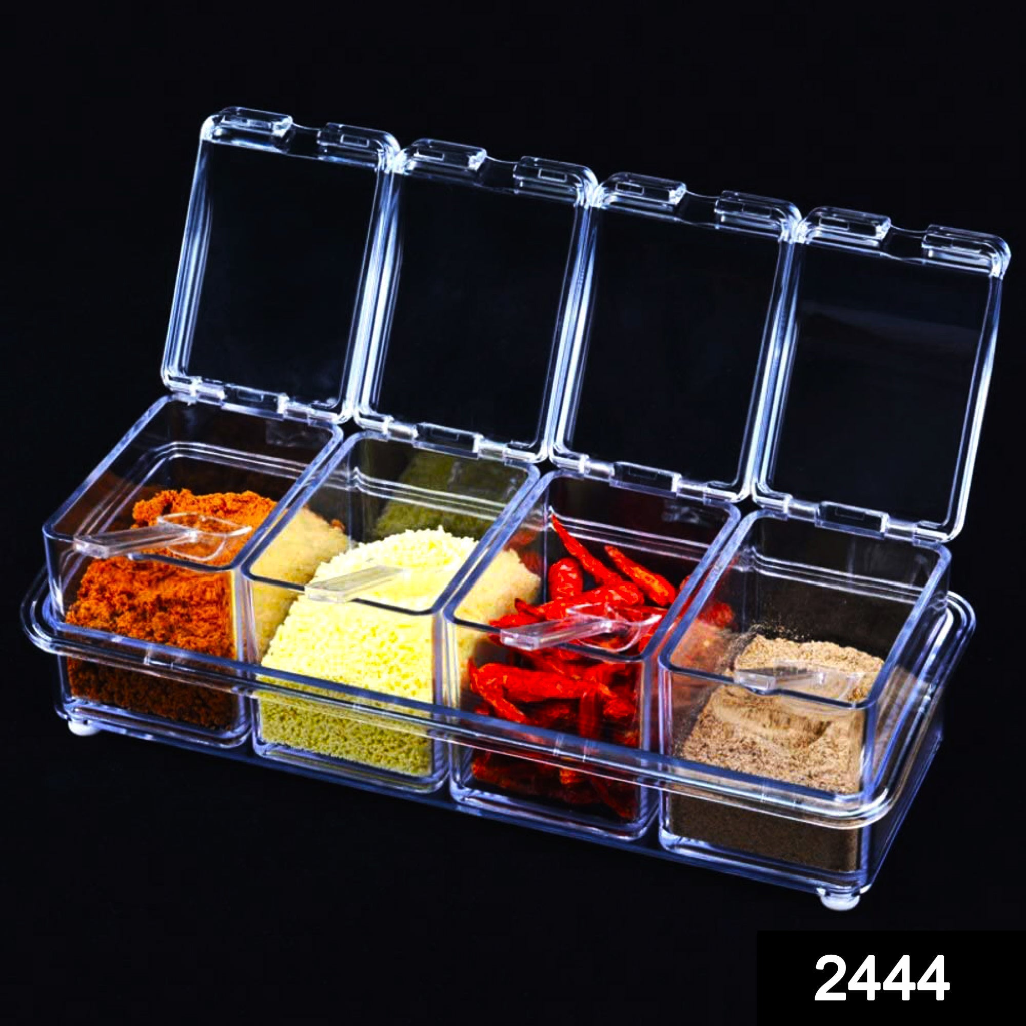 Acrylic Spice Rack – 4-Compartment Clear Seasoning Box | Lunchie Bunchie Secondary image