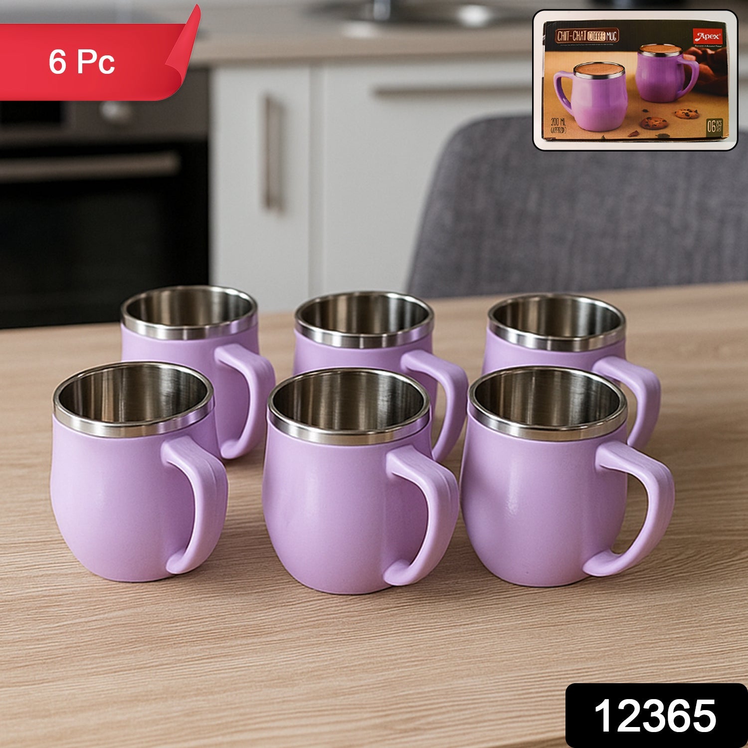 Double Wall Stainless Steel Mug Set – Insulated 6-Pc 200ml Secondary image