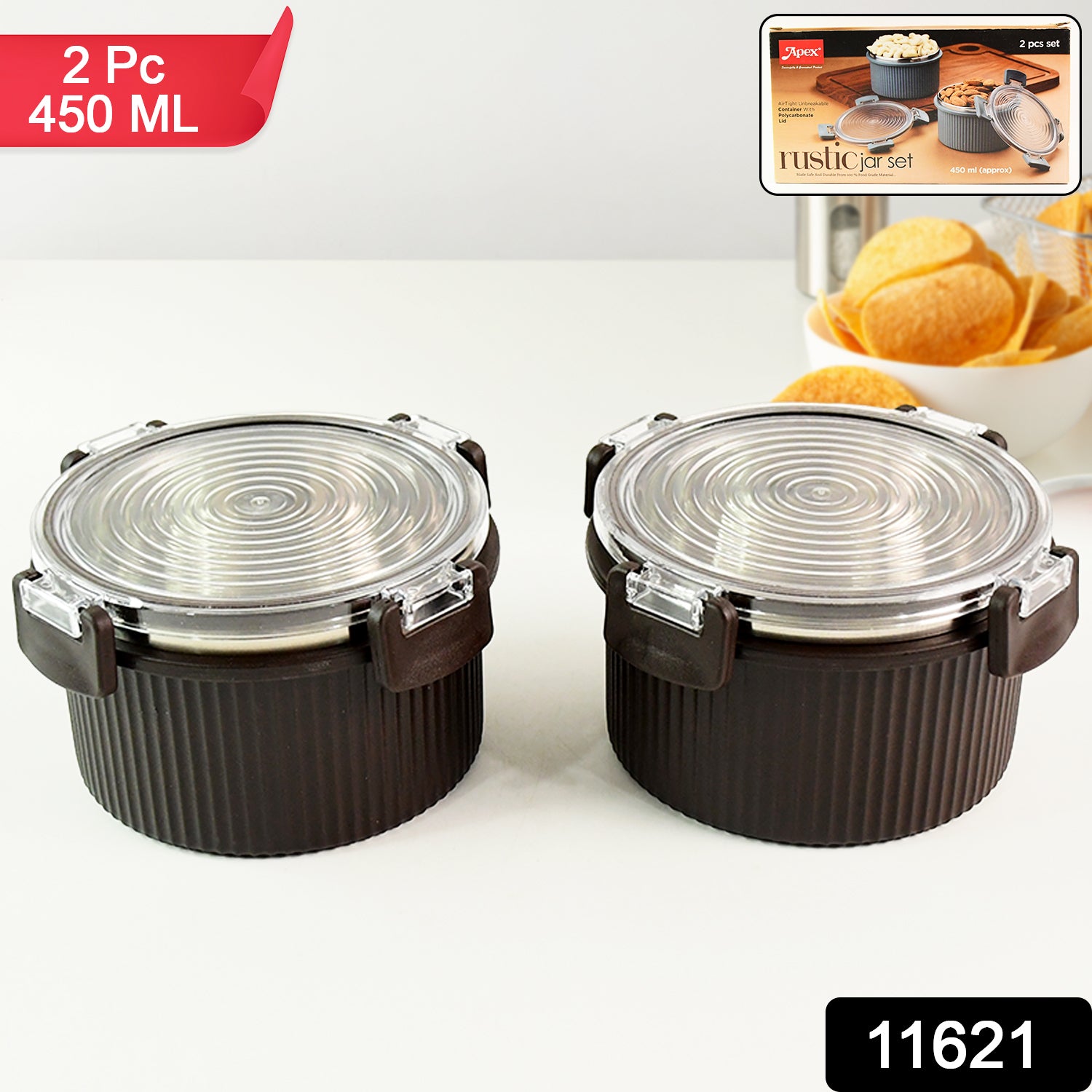 Rustic Jar Set – 2 Airtight 450ml Kitchen Storage Containers Secondary image