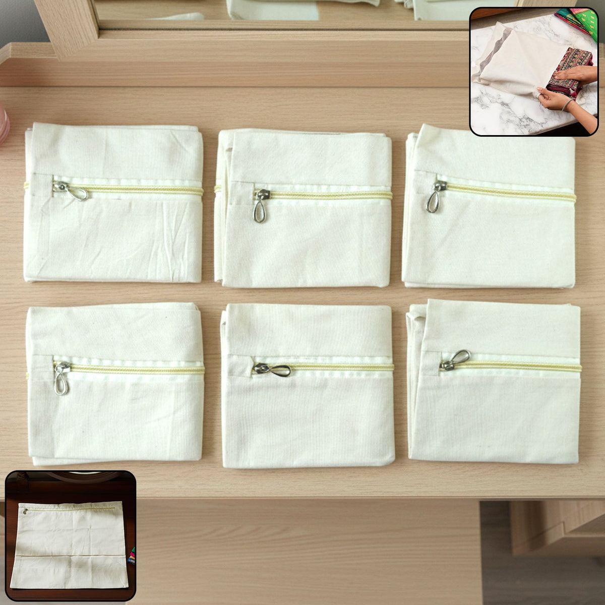 Pack of 6 saree storage bags with zip closure to protect garments Main image