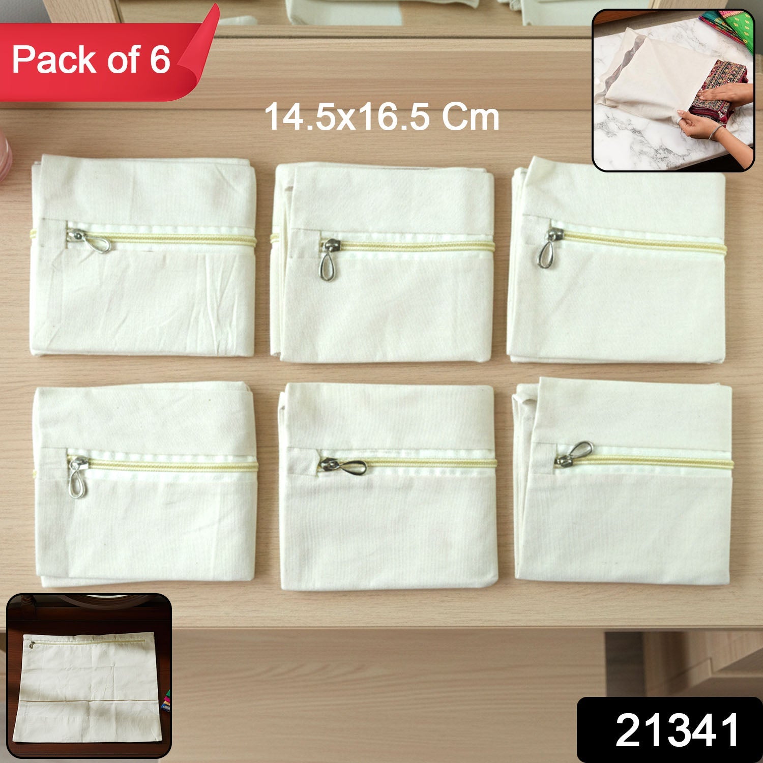 Saree Storage Bags with Zip Closure – Pack of 6, Multipurpose Protection Secondary image