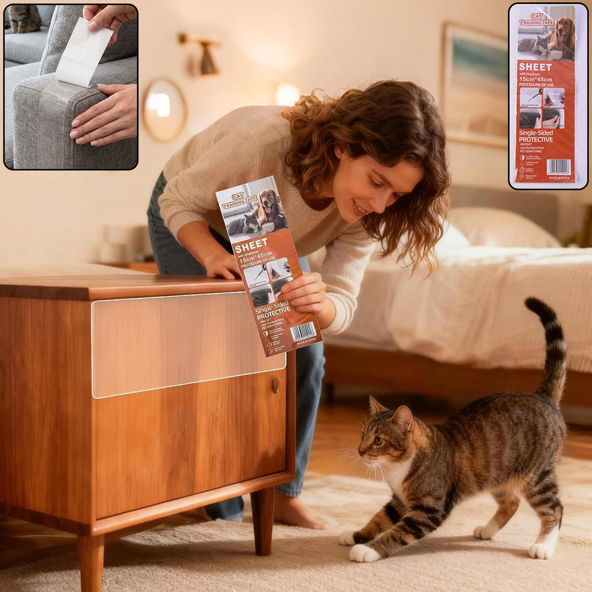 Cat scratch furniture protector tape set Main image