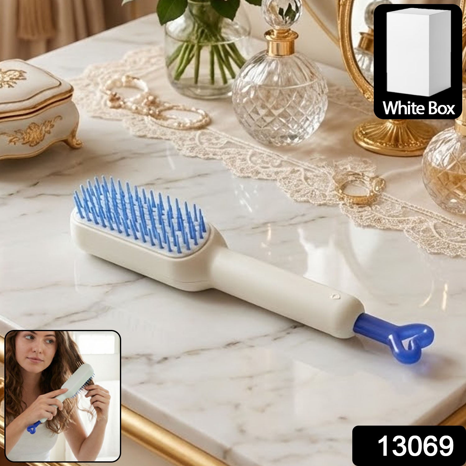 Self-Cleaning Hairbrush – Detangling Massage Comb | Velvet Wipe Secondary image