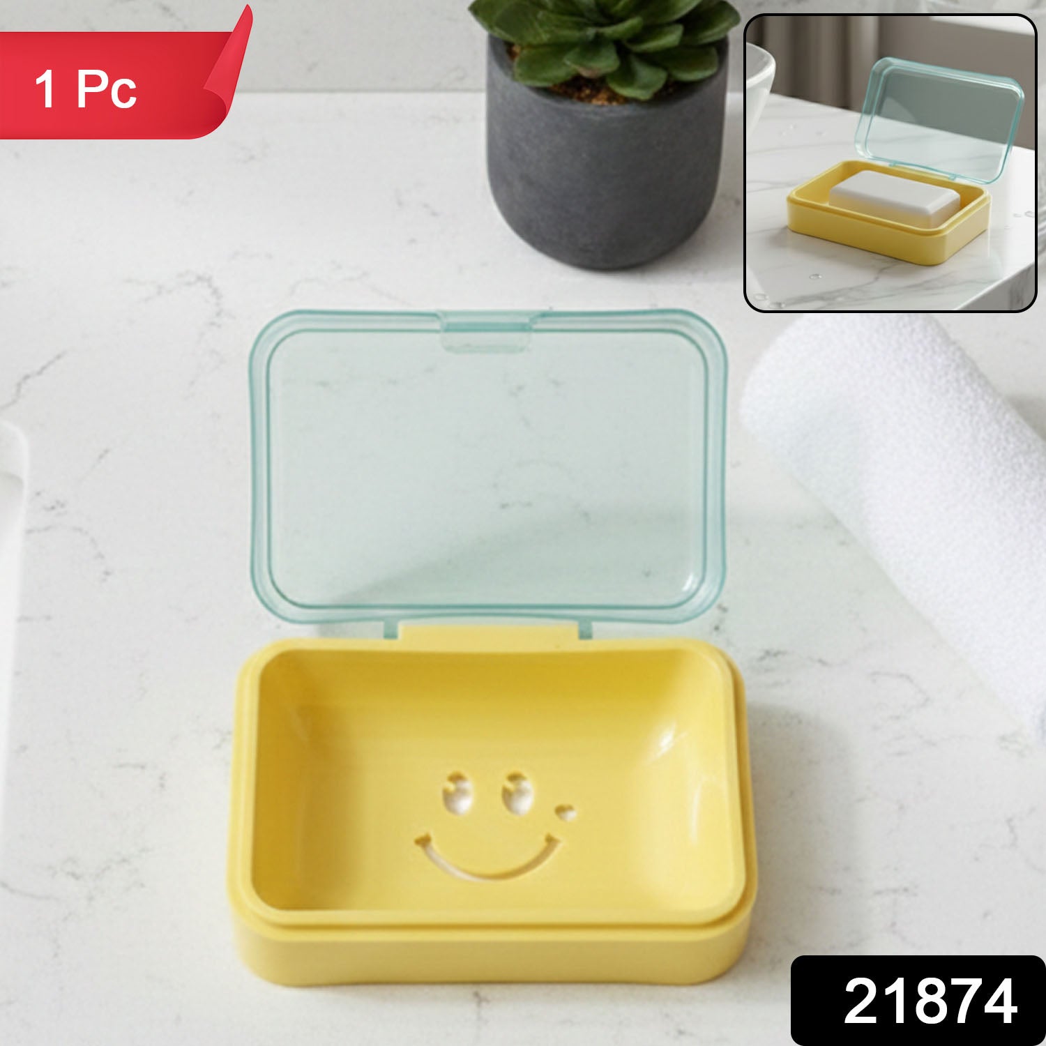 Plastic Soap Case with Cute Smiley Design – Travel Friendly & Hygienic Secondary image