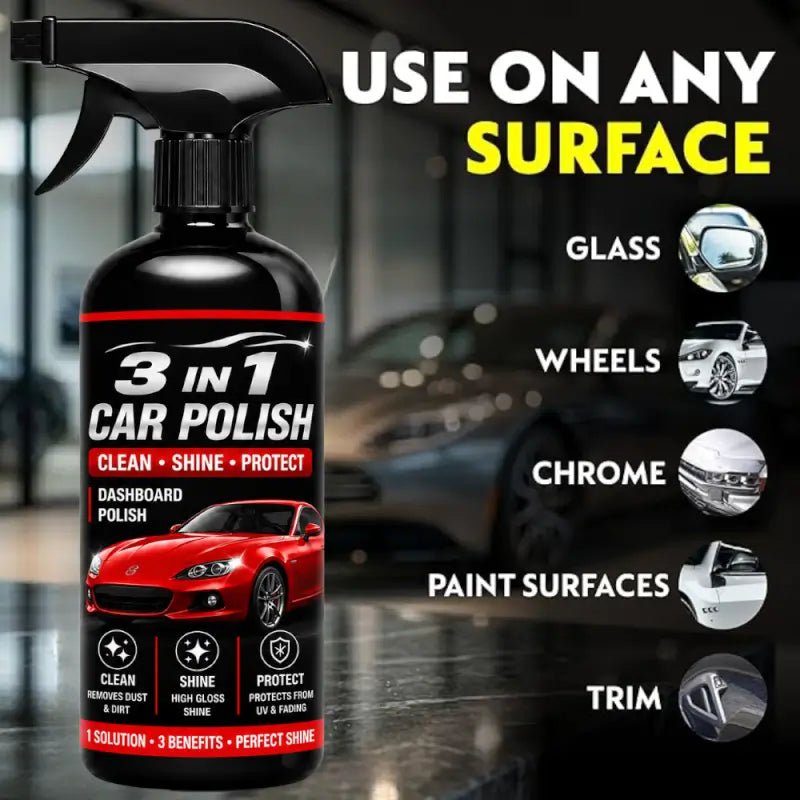 3-in-1 Car Dashboard Polish Spray | Clean, Shine & Protect Interior Polish for Dashboard, Plastic, Vinyl & Car Accessories