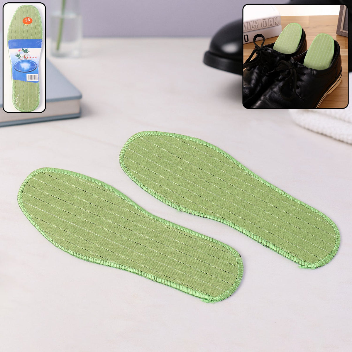 Size 36 comfort shoe insoles with soft cushioning and breathable fabric surface Main image