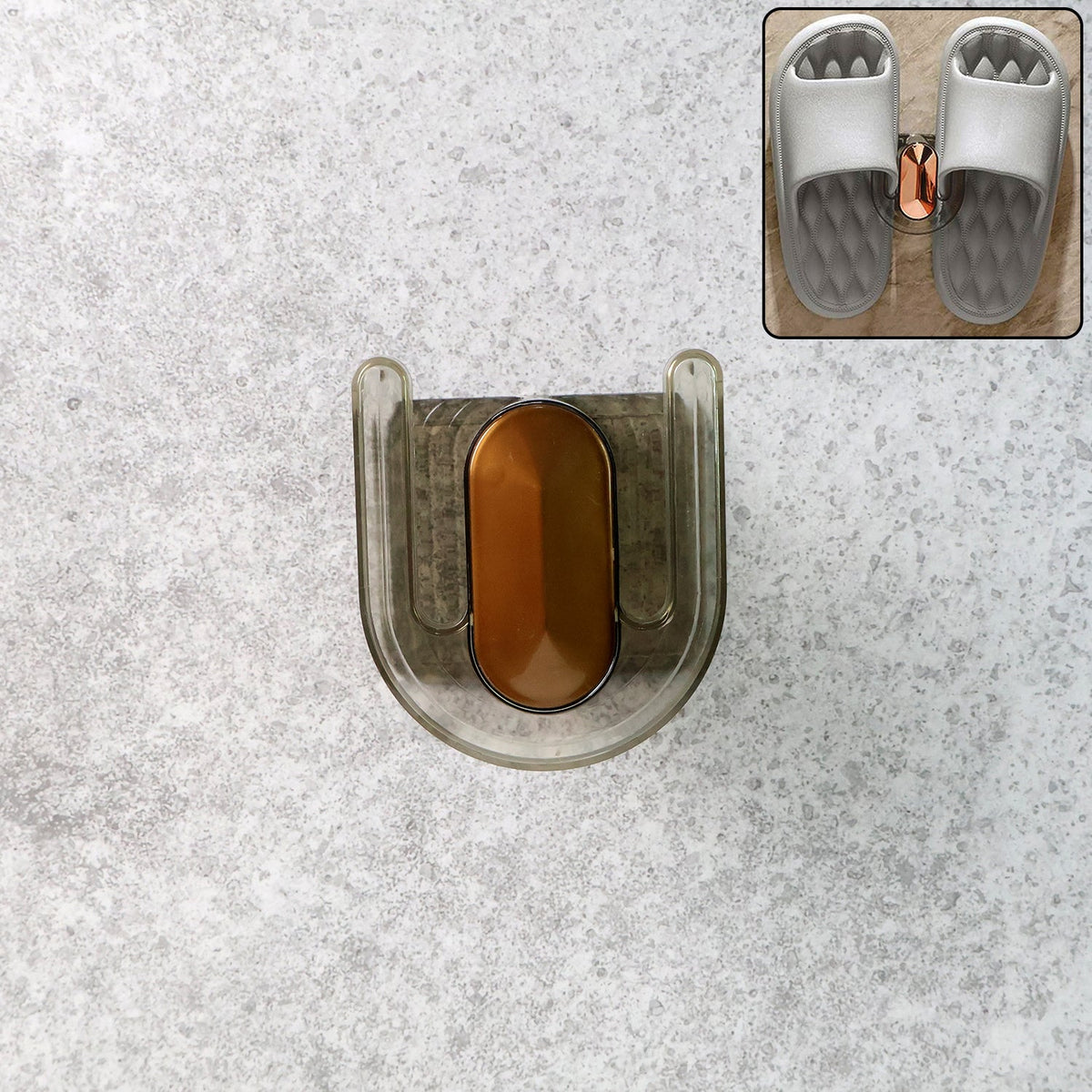 Transparent self-adhesive wall mount slipper holder showing U-shaped design Main image