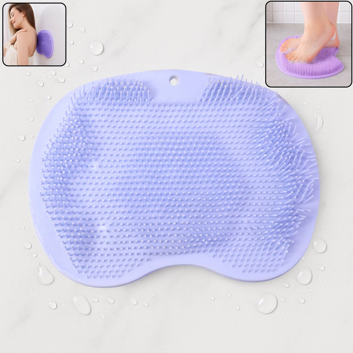 Purple silicone bath massage cushion with suction cups for foot scrubber mat Main image
