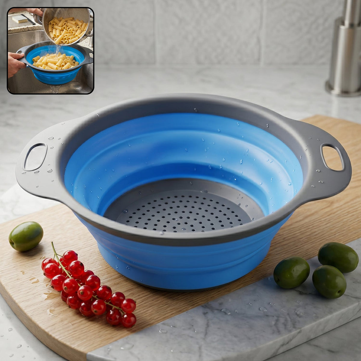 Silicone collapsible round strainer kitchen Main image