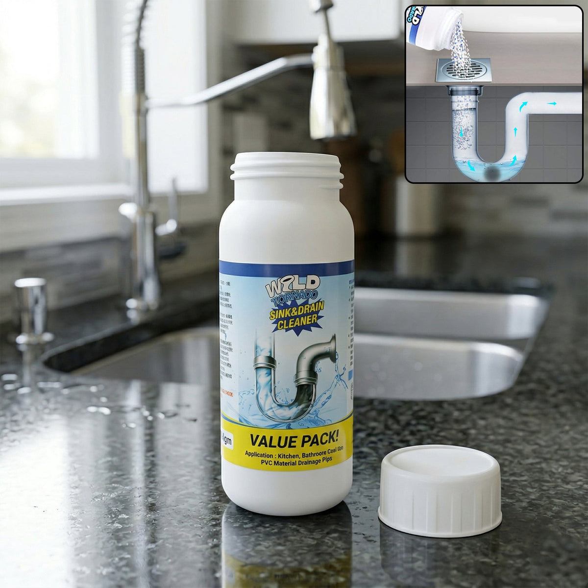 Sink drain cleaner powder for household use Main image