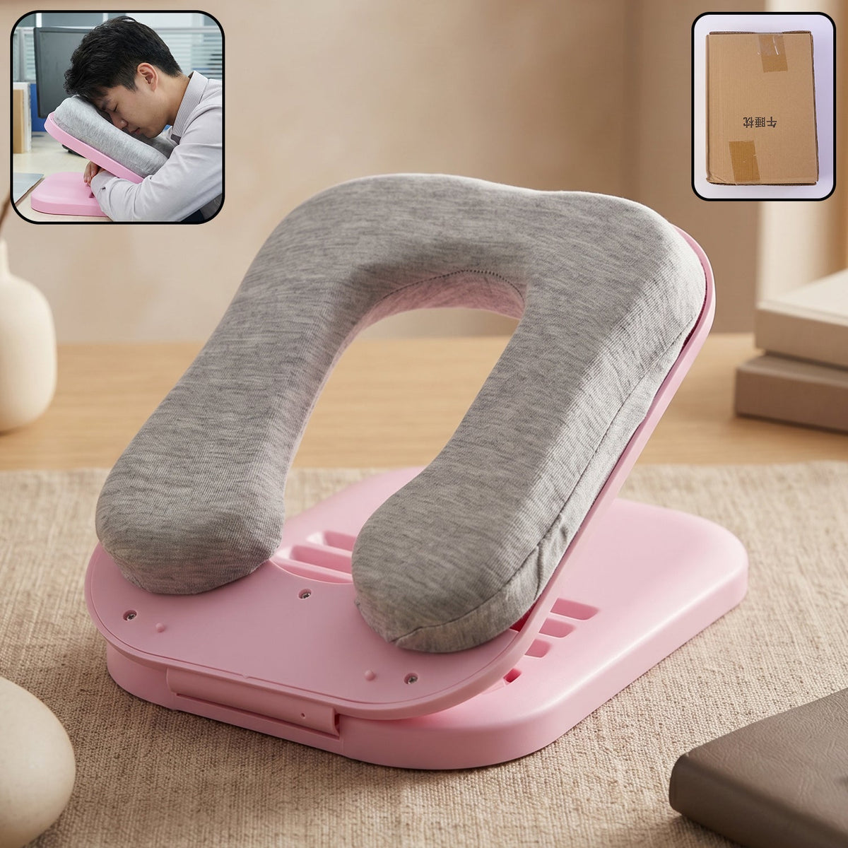 Foldable soft doughnut pillow providing neck support, ideal for travel and desk naps Main image