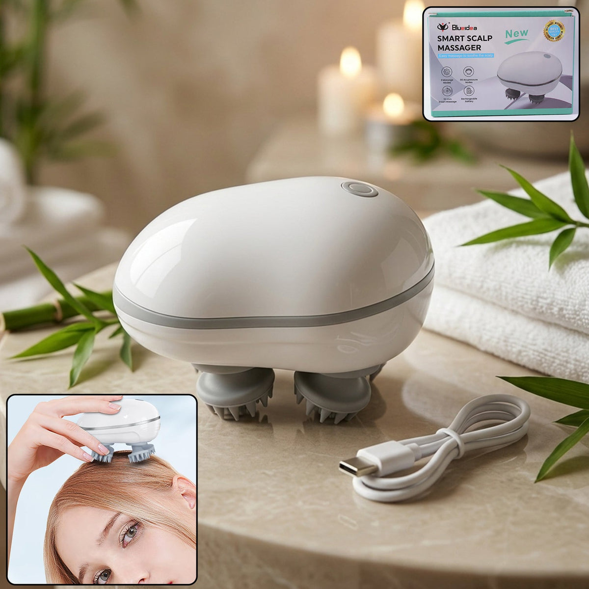 Electric scalp massager with soft silicone bristles for gentle scalp massage Main image