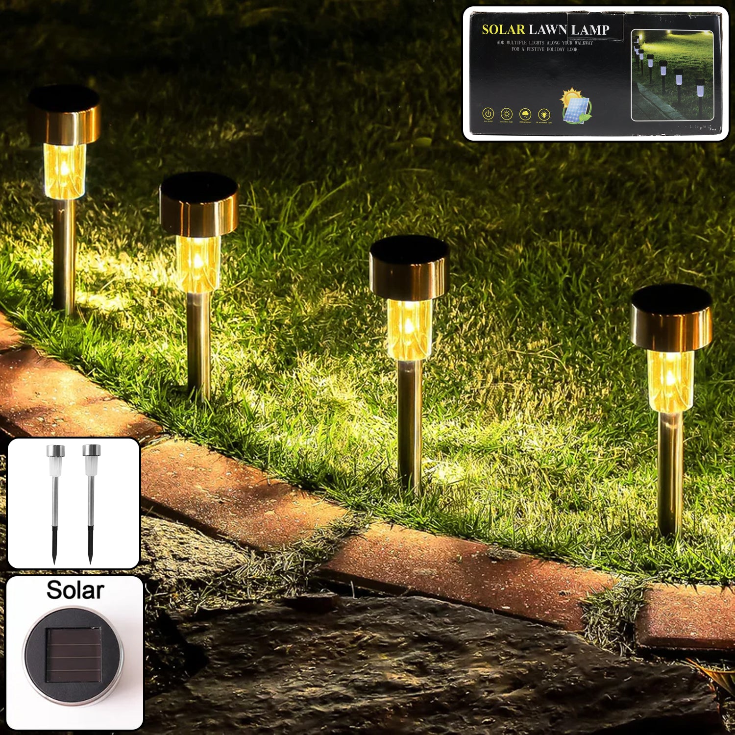 Solar Lawn Lamp Set – Eco-Friendly Stainless Steel Outdoor Lights Secondary image