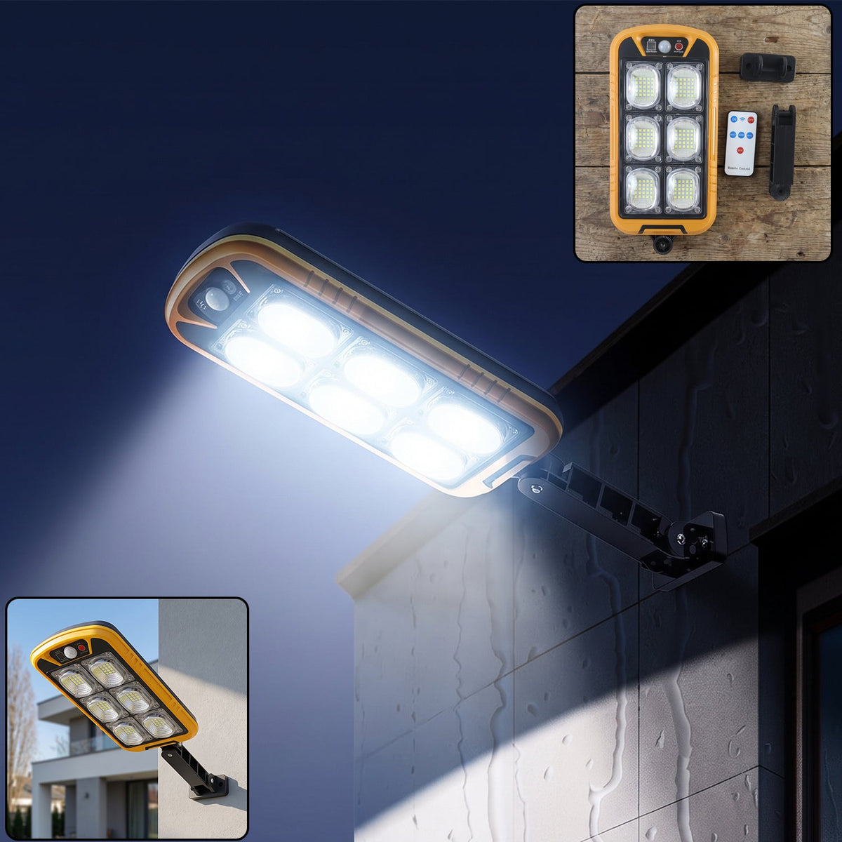 Solar LED motion sensor wall light with remote, waterproof for outdoors (1 set) Main image