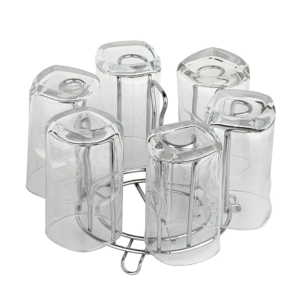 Compact Stainless Steel Glass Stand holding various drinkware items.