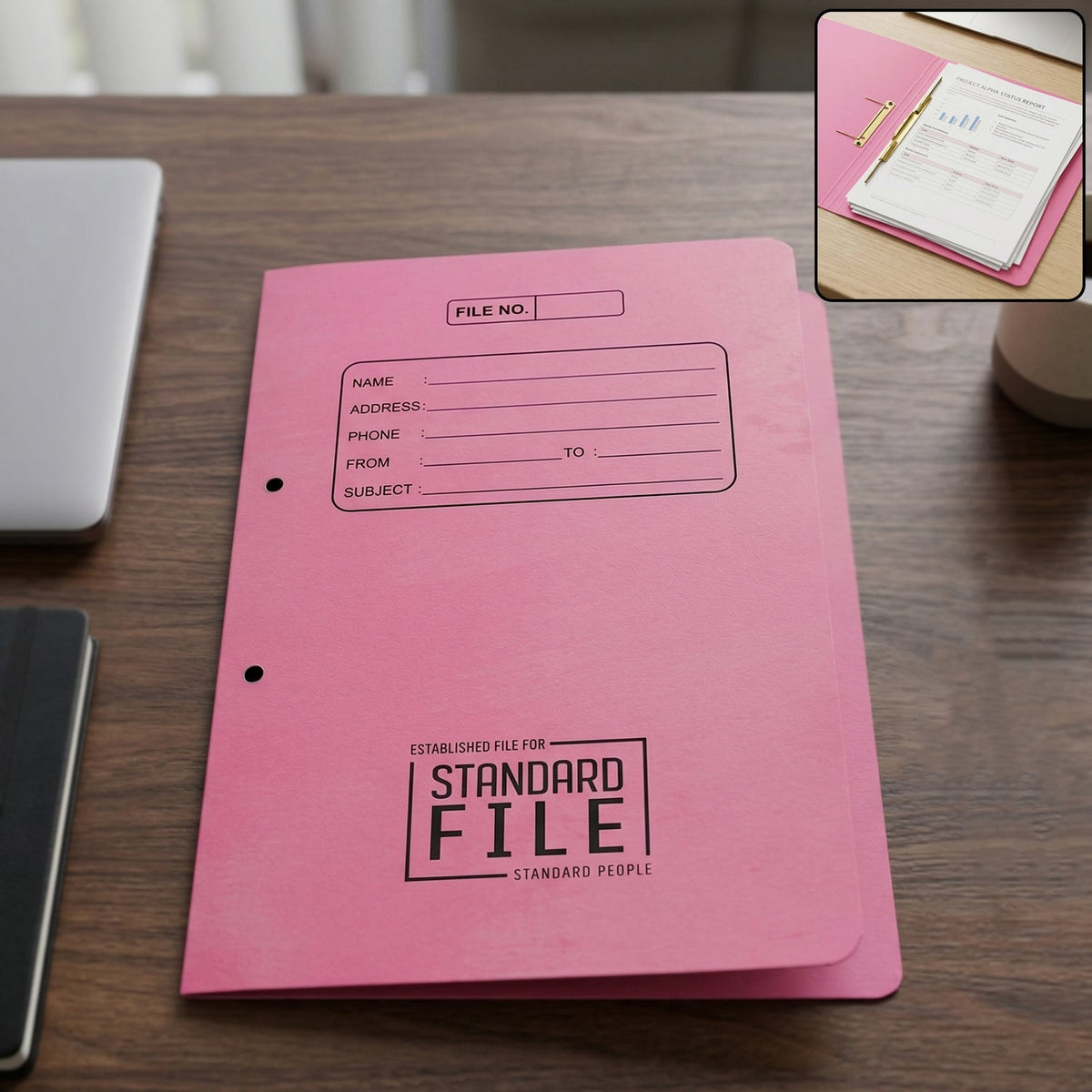 Heavy duty spring file folder in 35x25 cm size with metal clip Main image