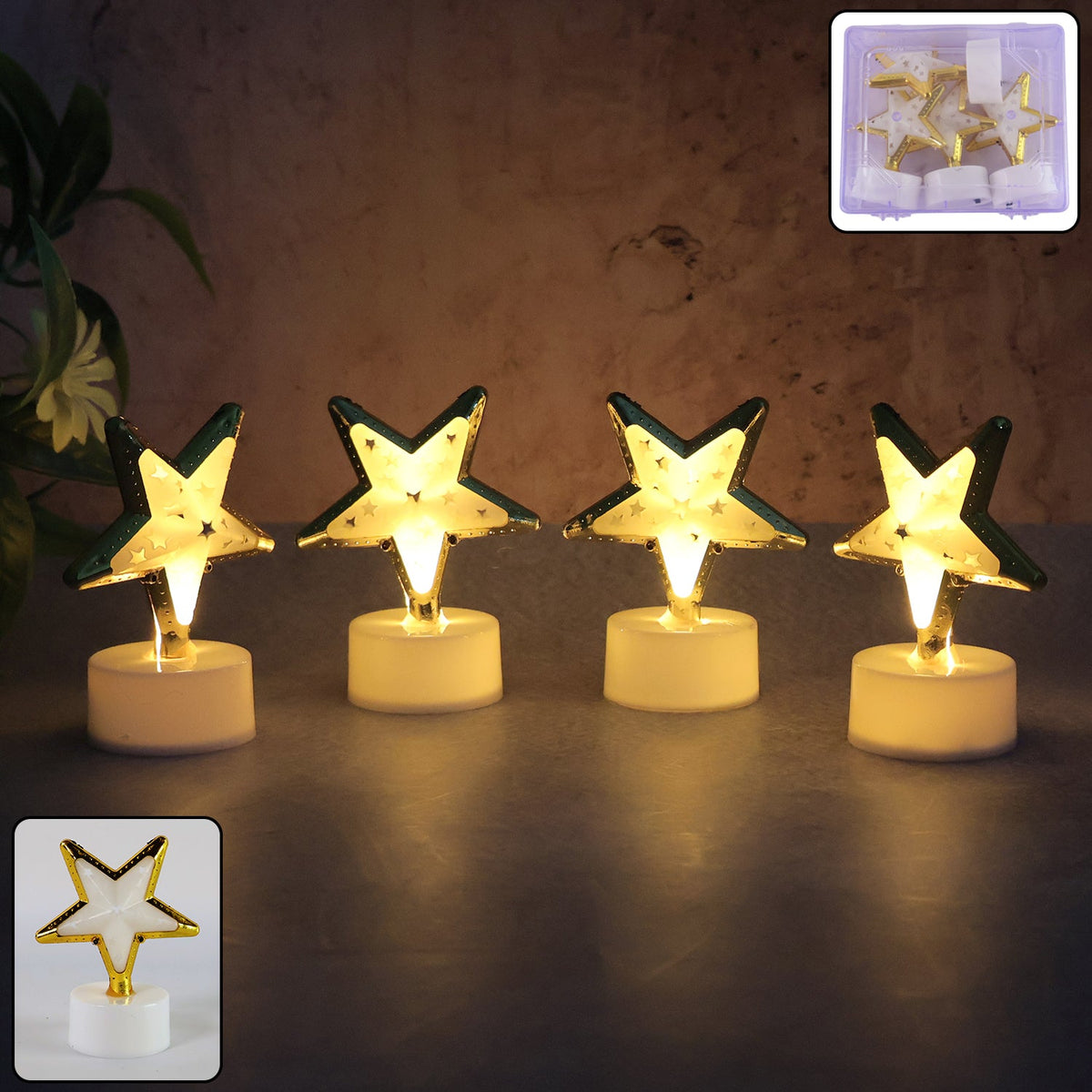 Star Shaped Flameless LED Candles arranged for festive decor. Main image