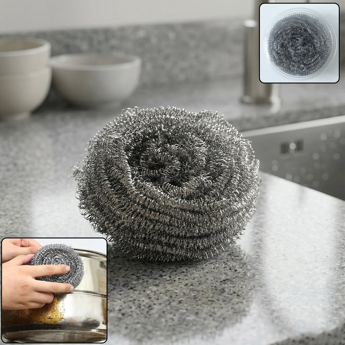 Stainless steel kitchen scrubber for heavy-duty cleaning Main image