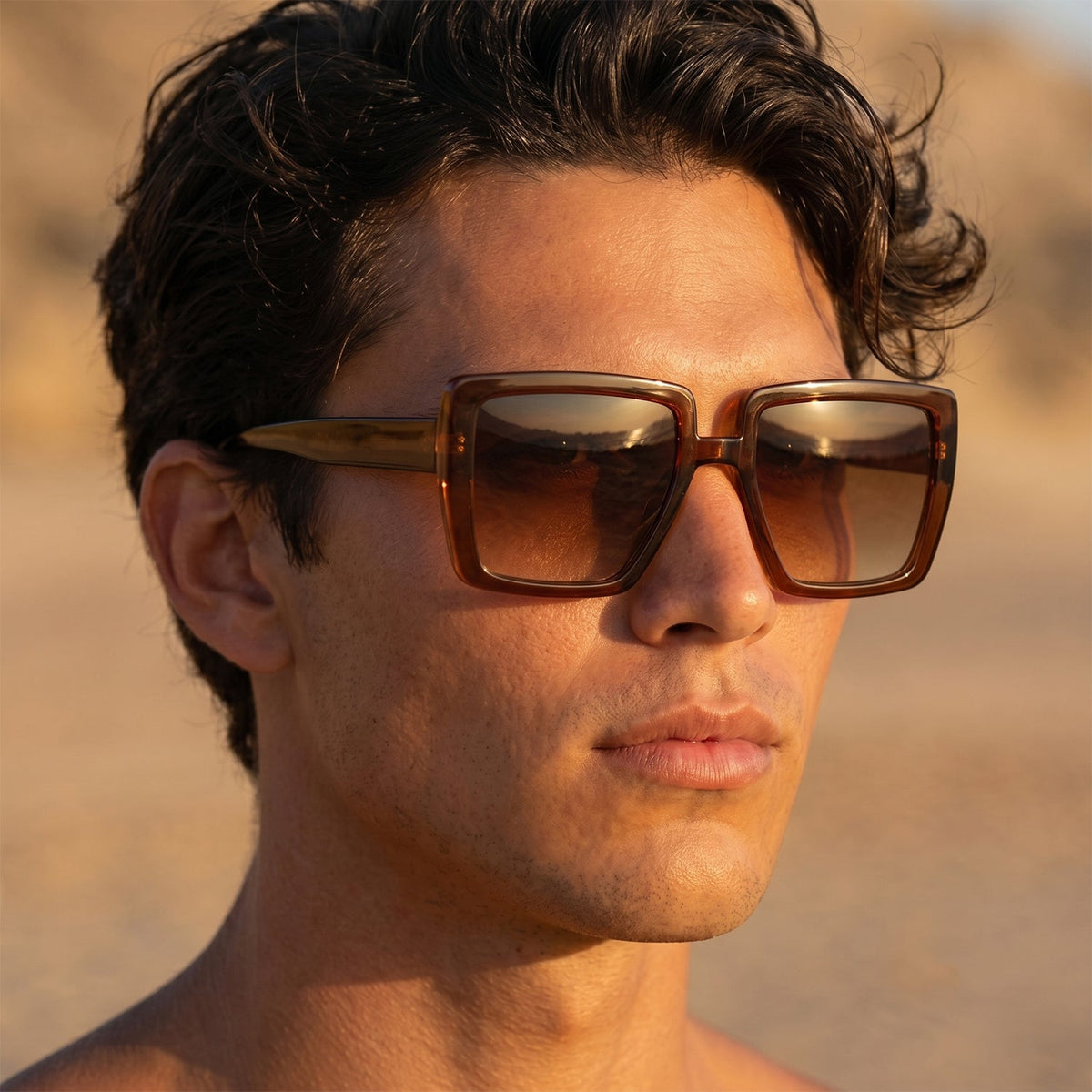 Stylish oversized square sunglasses for men and women Main image