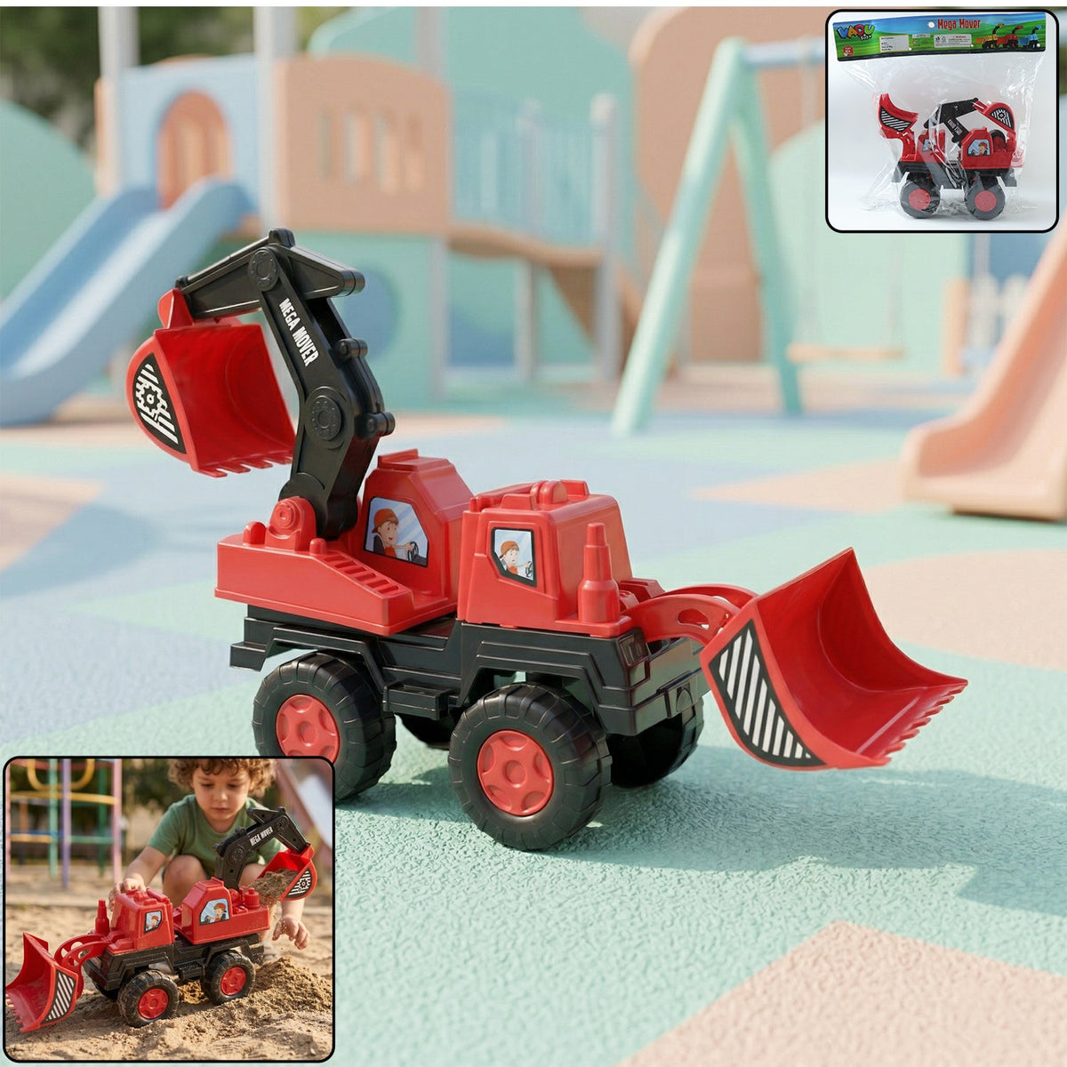 Kids excavator toy truck with realistic construction design Main image