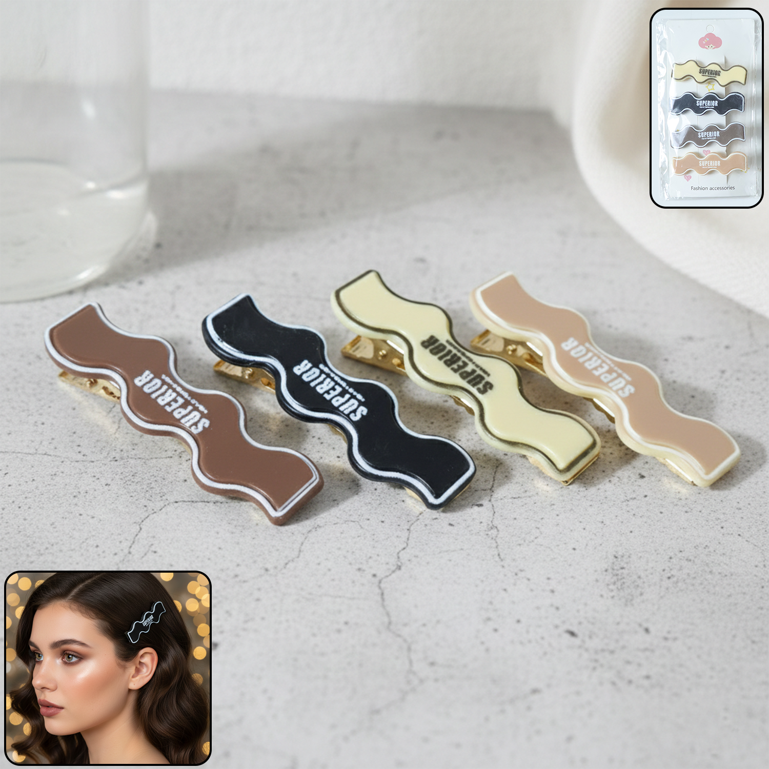 Premium Fashion Hair Clips – Superior Curved Snap Hold Set Secondary image