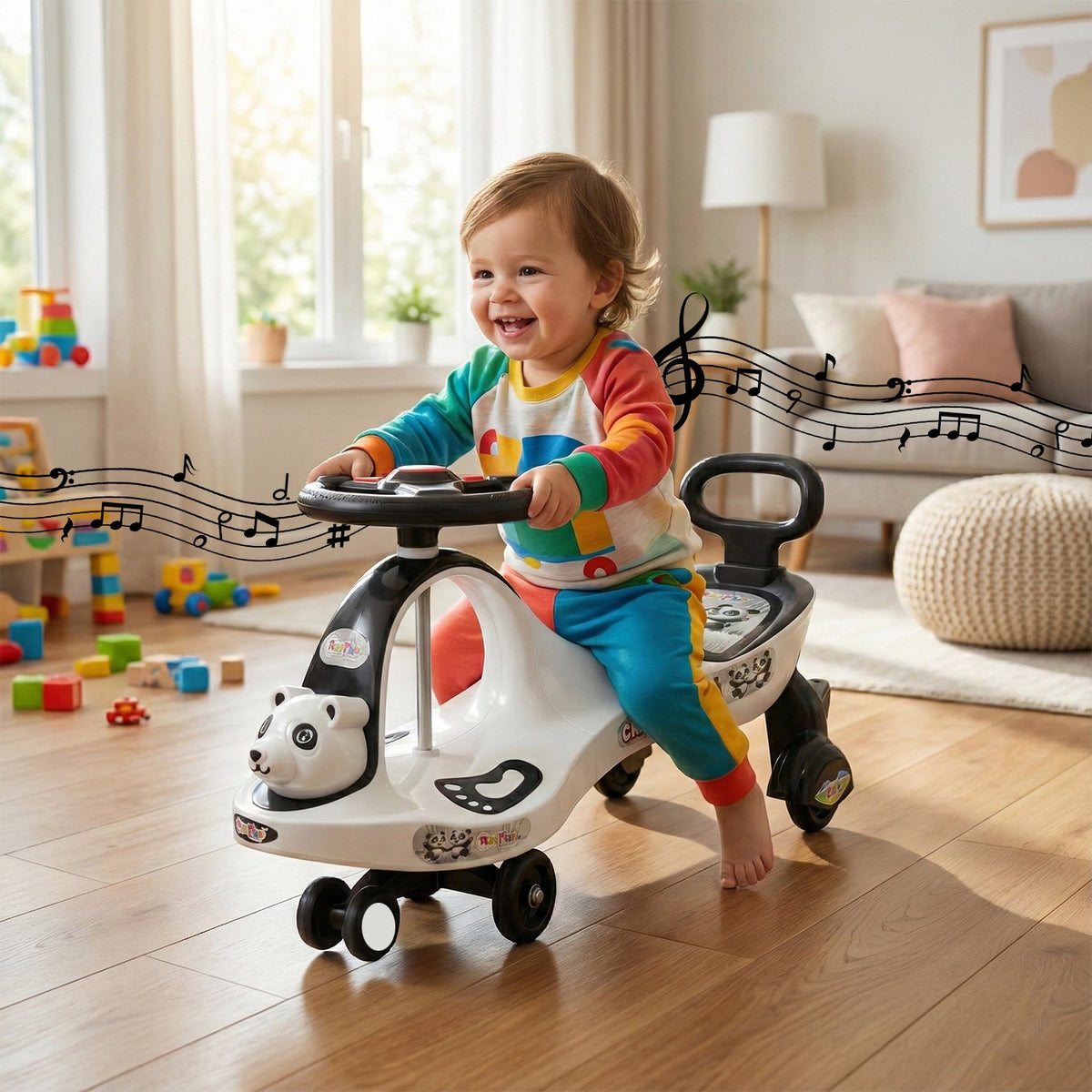 Baby Magic Swing Car ride-on toy with music for toddlers indoor play Main image