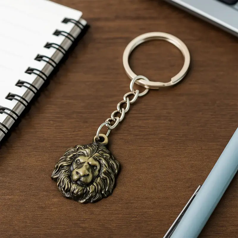 Lion Head Metal Keychain – Stylish Antique Finish Key Ring Pendant for Men, Women & Gift Use Main image