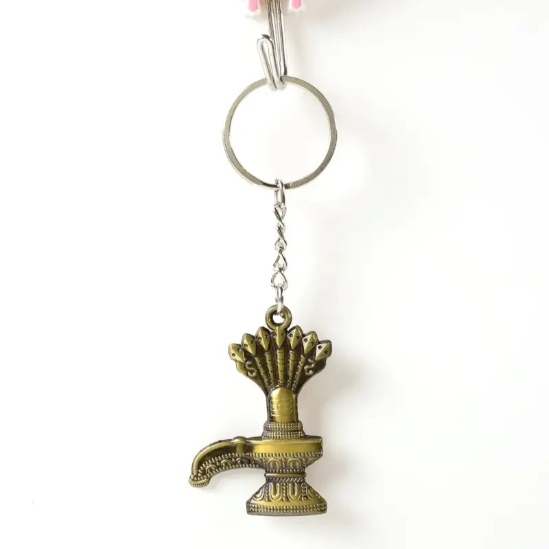 Lord Shiva Shivaling Metal Keychain – Trishul & Shivalinga Design Spiritual Key Ring for Devotees