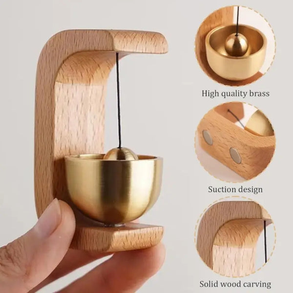 Wooden Door Bell – Handcrafted Hanging Chime with Metal Bell for Home Entrance Décor