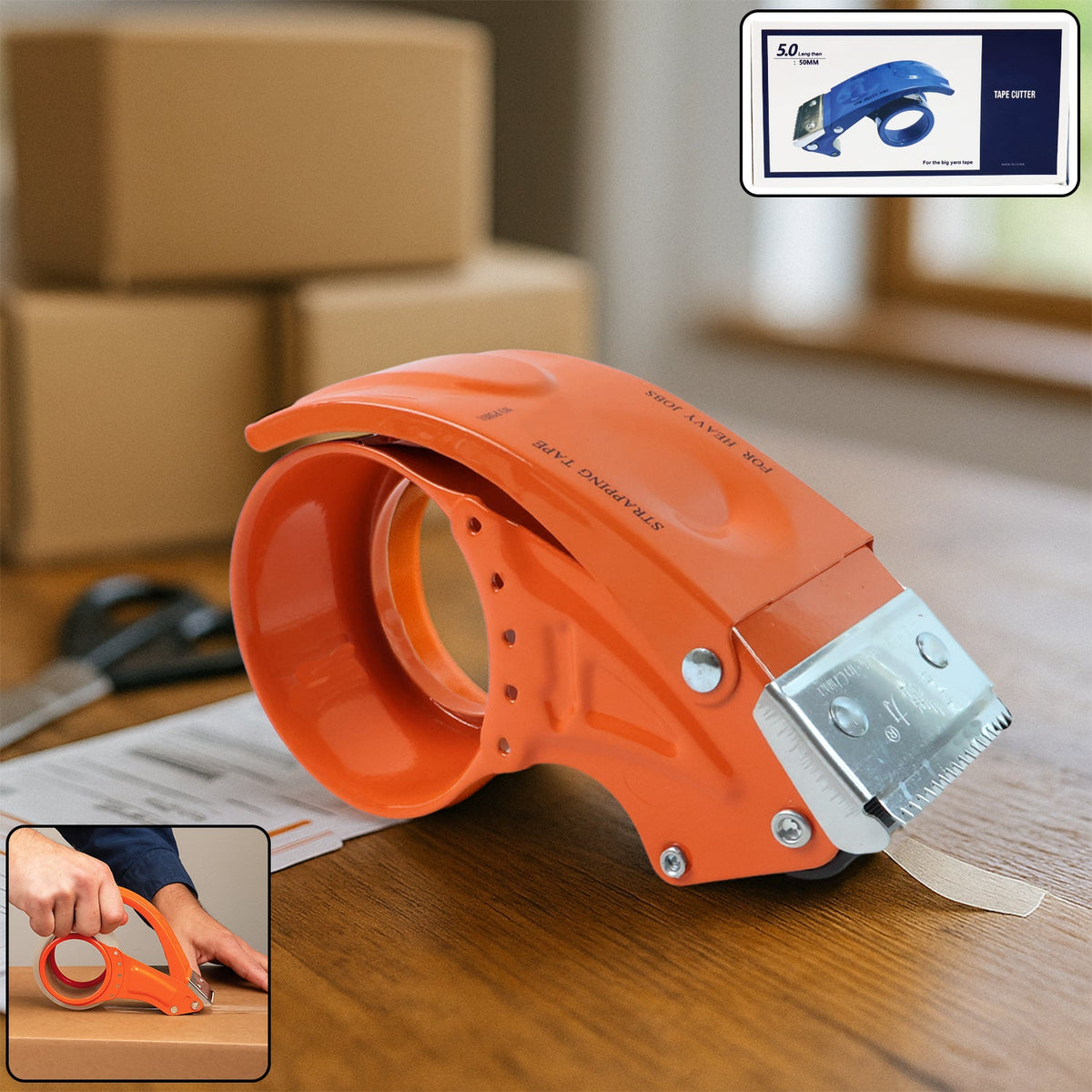 Heavy-duty 50mm packing tape dispenser with ergonomic grip. Main image