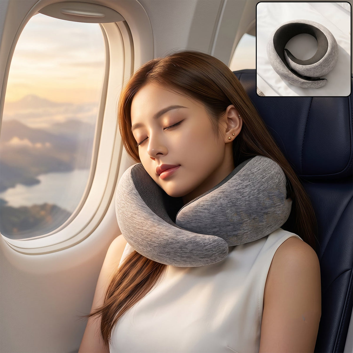 Soft travel neck pillow, memory foam U shaped support pillow for flights (1 pc) Main image