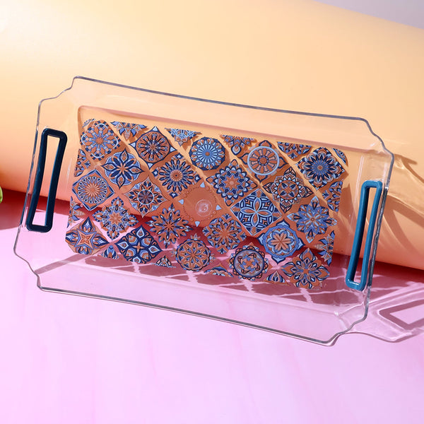 Clear serving tray with patterned base from Supermom serving tray set