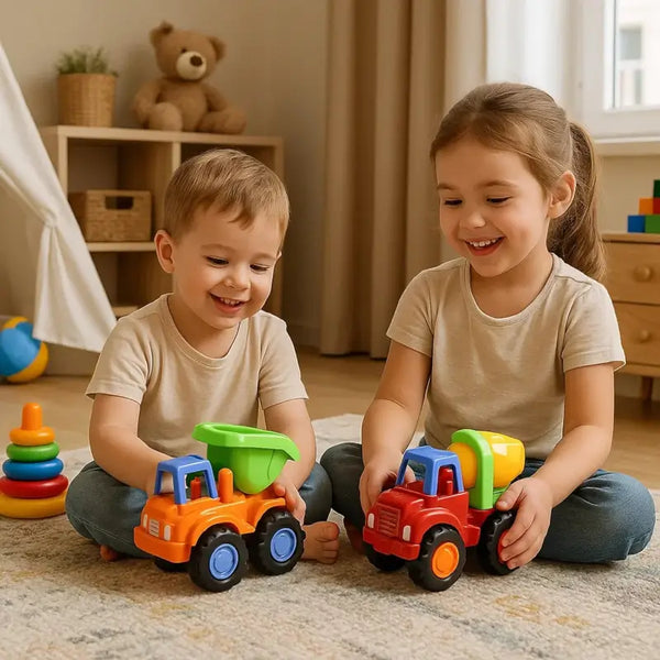 Construction Vehicle 4 Toy Set – Mini Excavator & Loader Truck Toy for Kids | Colorful Durable Pretend-Play Vehicle