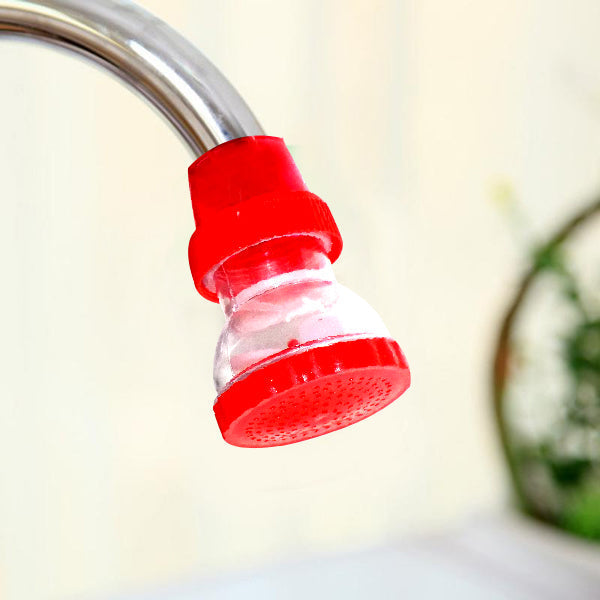 360-Degree Shower Head Faucet in action, mounted on a kitchen sink tap. Main image