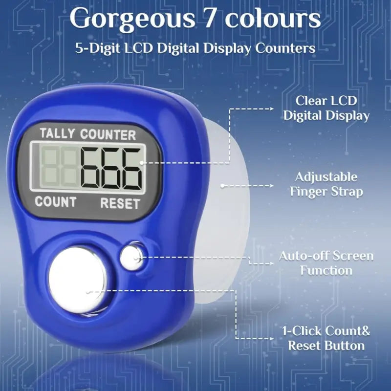 Mini Digital Finger Tally Counter Ring Portable Electronic Counting Machine for Sports Mantra Jap and Training (Multicolor)
