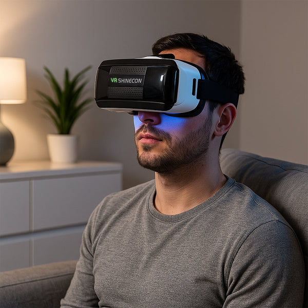 Side view of VR headset showing soft cushion for comfortable wear