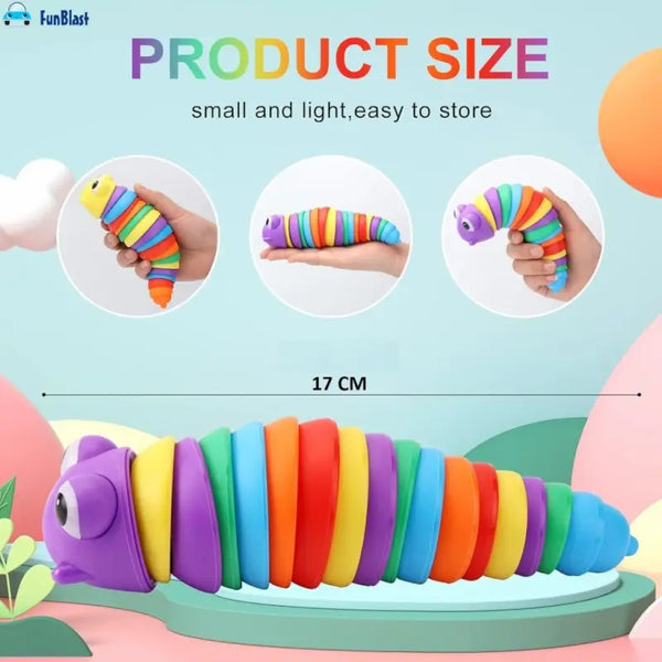Colorful Finger Slug Toy – Multicolor Stretchable Caterpillar Fidget Toy for Kids